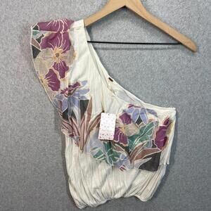 Free Poeple Womens XS Annka Ruffle‎ One Sleeve Top Floral NWT
